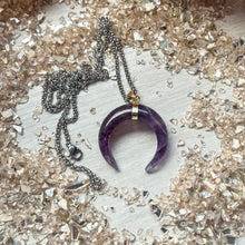 Load image into Gallery viewer, Amethyst Moon Pendant Necklace