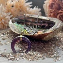 Load image into Gallery viewer, Amethyst Moon Pendant Necklace
