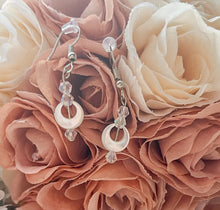 Load image into Gallery viewer, White Crescent Moon Earrings