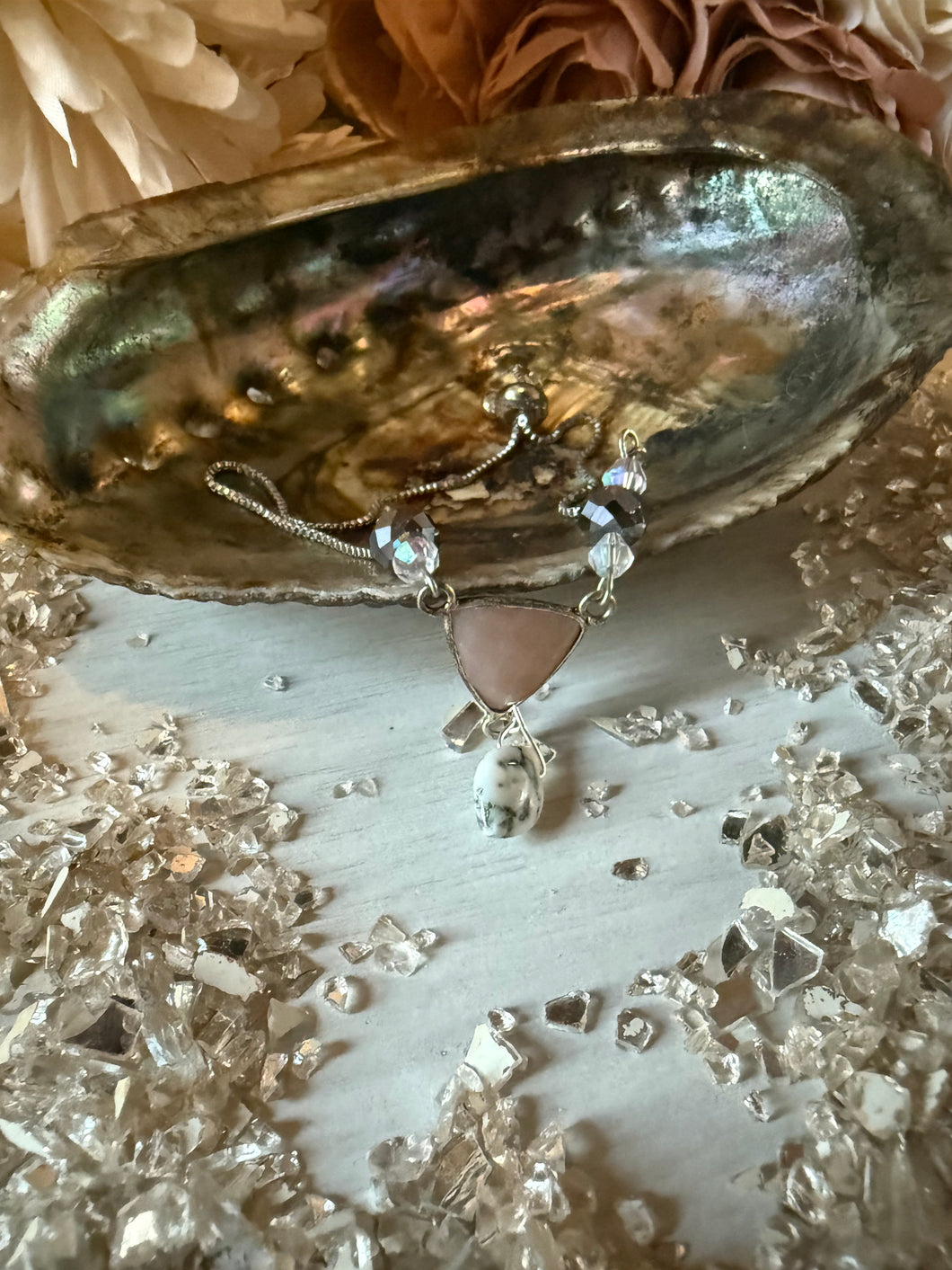 Pink Moonstone Dangle Bracelet