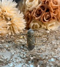 Load image into Gallery viewer, Labradorite Gold Bangle Bracelet
